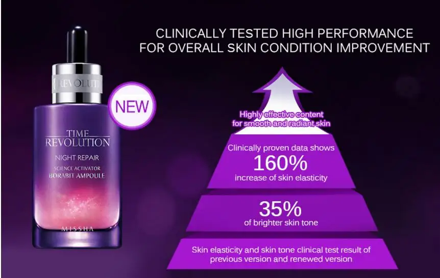 MISSHA Time Revolution ночной ремонт Borabit Ampoule 50 мл Увлажняющий крем Антивозрастной