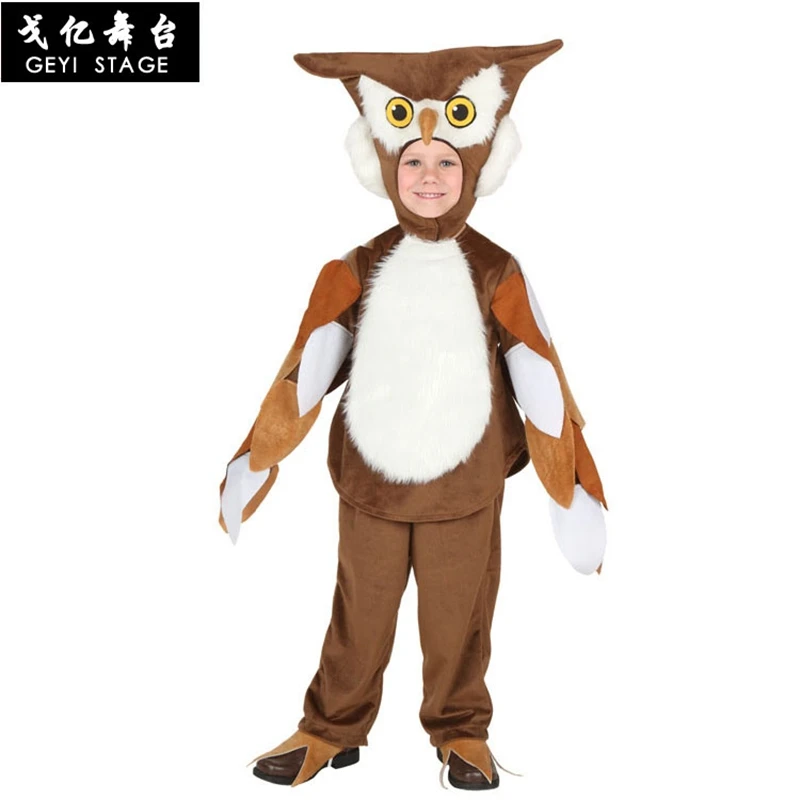 Halloween Costume Unisex Adult Kid Onesie Cotton Animal Anime with Headgear OWL Mascot Bird Cosplay Costume