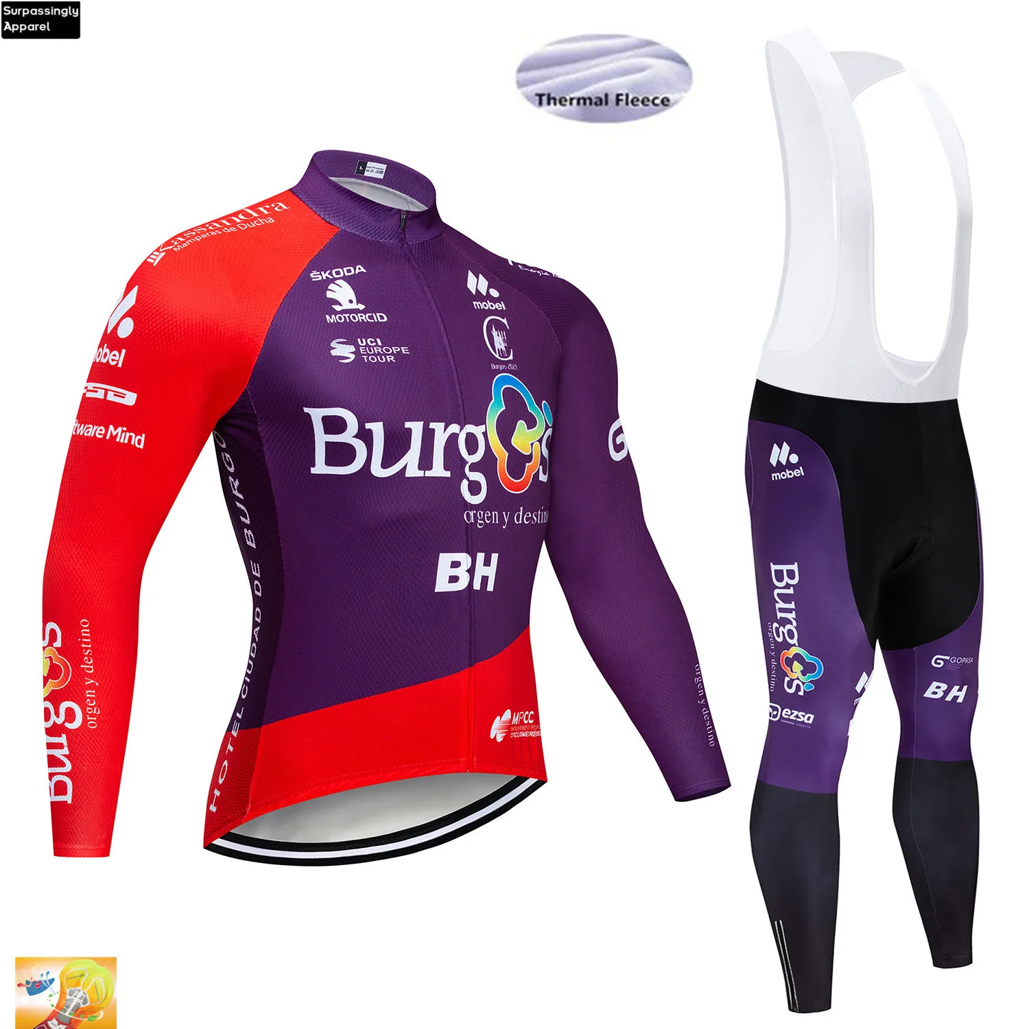 

2019 Winter Burg TEAM Long Cycling Jersey Bike Pants Mens Ropa Ciclismo Thermal Fleece Bicycling Maillot Culotte Wear 16D Gel