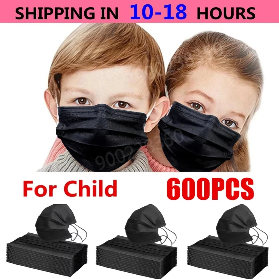 50 600pcs Certified Surgical Mask Children Black Surgical Masks