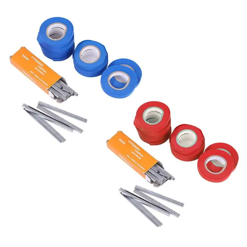 

Garden Plant Tapetool Tapener Tying Machine Accessories 10 Roll Tape + 1 Box Nails Vegetable Grape Pruning Tools