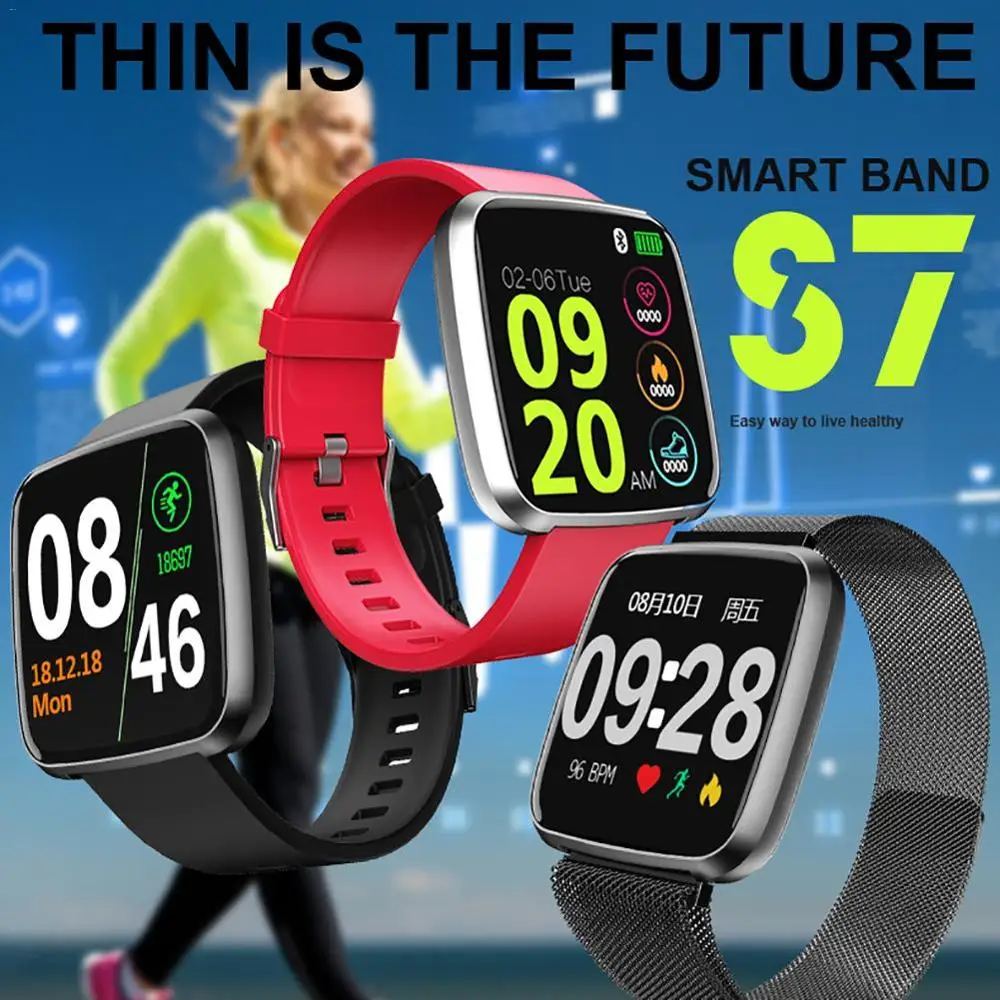 

official S7 Smart Bracelet Fitness Tracker Color Screen Blood Pressure Sleep Monitoring IP67 Waterproof Call Information Reminde