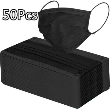 

20/50/100/200 pcs Hot Sale 4-layer Face Mouth Masks Non Woven Disposable Black Gray Masks Earloops Black Masks Fast delivery