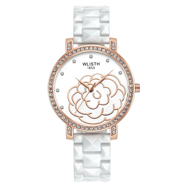 Prix 2019 nouveau sport étanche montre pour femme bracelet en céramique Rose or blanc couleur de Rose motif Quartz montre bracelet cadeau reloj mujer