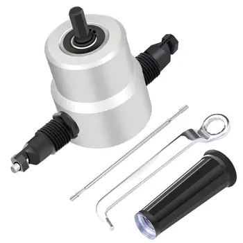 

Nibble Metal Cutting Double Head Metal Sheet Nibbler Cutter Drill Attachment with Wrench and Parts For Cutting Iron Steel 5.8