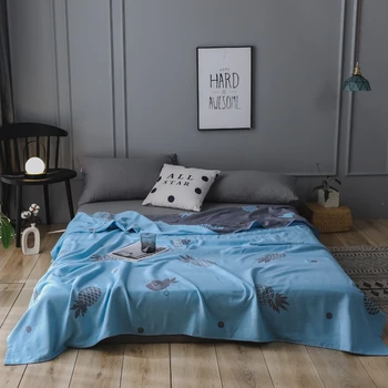 

Double-layer 100% Cotton Printed Gauze Towel Blanket Summer Siesta Air Conditioning Blanket Light Blanket for Bed