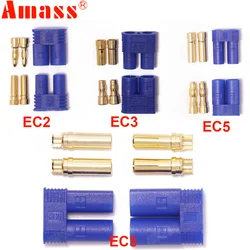 Kit de connecteurs de batterie Amass EC2 EC3 EC5, 5 paires, mâle femelle 2.0mm 3.5mm 5.0mm, fiche banane plaquée or pour batterie RC, pièces de modèle 