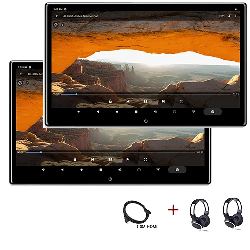 YAZH 12,5 ”ips Android 9,0 Pie Автомобильный подголовник монитор с 1920*1080 HD 4K видео fm-передатчик Bluetooth HDMI вход зеркальная связь - Цвет: 2X2HeadsetX1.0 HDMI