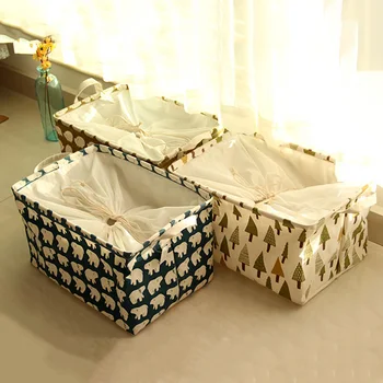 

2020 Funny Cartoon Animal Printed Cotton With Hand Sundries Storage Basket Home Garden Storage Organization