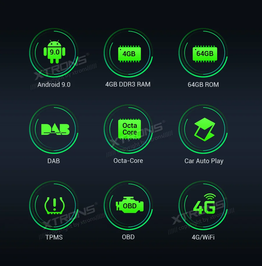 Clearance XTRONS 7" Android 9.0 Octa Core 64G ROM 4G RAM Car DVD Player Multimedia GPS System Custom Fit for Volkswagen for Seat for Skoda 1