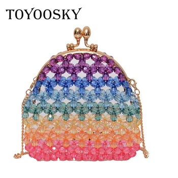 

TOYOOSKY Brand Women Shell Bags Lady Beaded Shoulder Bag Women Party Vintage Handbag Ins Small shell colorful Crossbody Bag