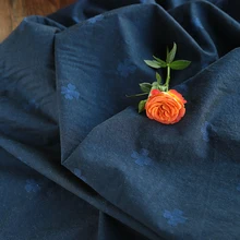 Высокого класса лен хлопок Tencel tissu высокого класса индивидуальные темно синий жаккард лоскутное осенне-зимняя одежда халат плотная ткань