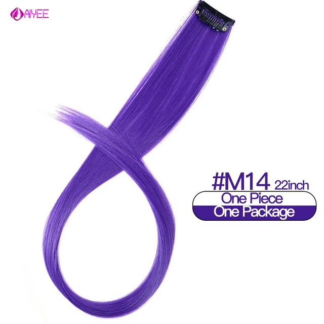 AIYEE Hair Extensions Pure RainBow Hairpiece Clip In Hair Piece Synthetic Long Straight Ombre Pink Red Rainbow Hair Piece 14