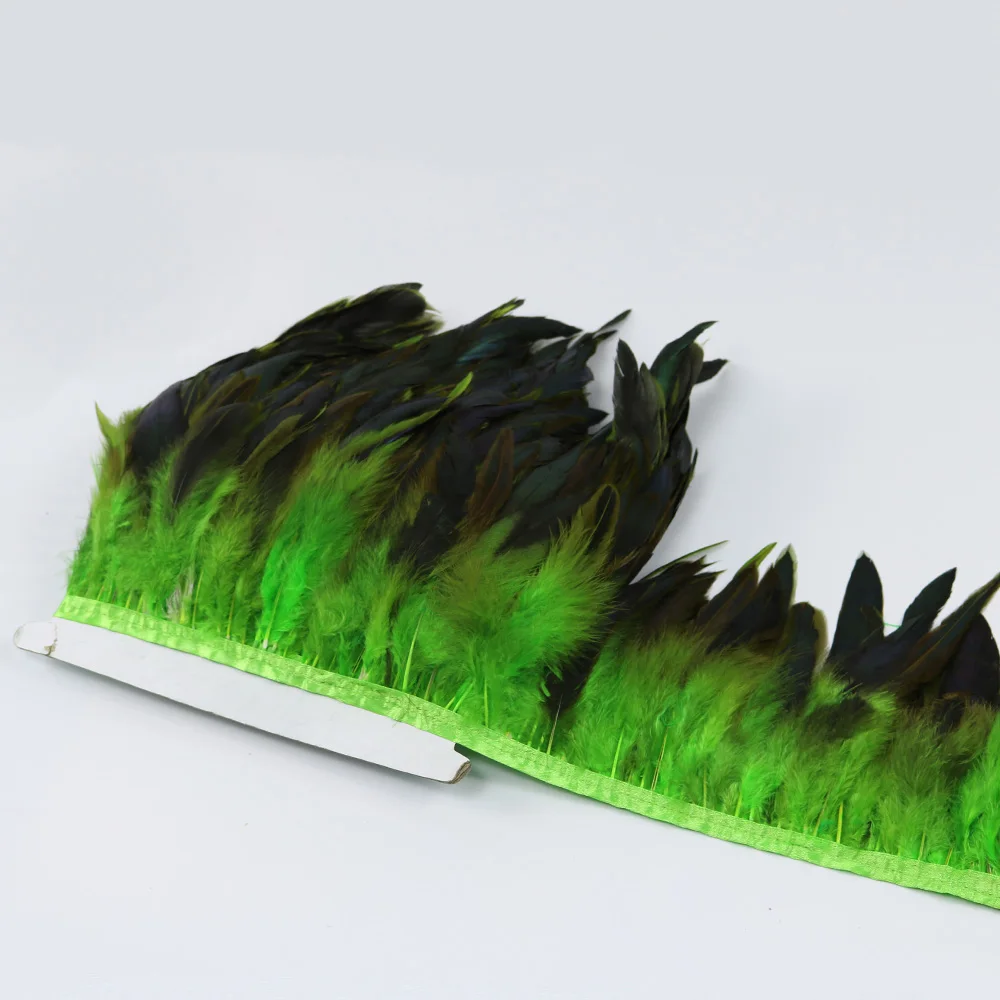 7 apple green rooster feather trims 4