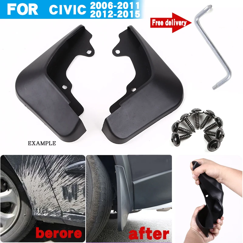 

Genuine Car Mud Flaps front rear Mudflaps Splash Guards Splash plate Mudguards Fender Car Accessories for Honda civic 2006-2015