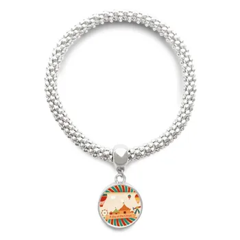 

A Day At The Circus Pattern Sliver Bracelet Round Pendant Jewelry Chain