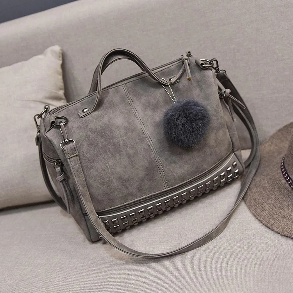 Женская сумка-мессенджер с заклепками большая сумка-тоут сумка на плечо дорожная сумка ретро сумки через плечо Сумки Sac A Dos Femme# T3G - Цвет: Gray