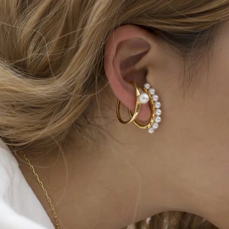 

2020 Wholesale European and American Cross-border Jewelry Fashion Simple Pearl Earrings C-shaped Earrings Without Pierced Ears