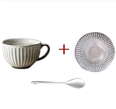 cup dish Spoon 320 мл Емкость керамическая чашка для завтрака кофейная чашка ретро-чашка кафе бар поставки японский - Цвет: cup dish Spoon