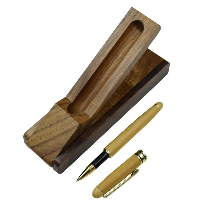 

One Set Bamboo Gel Pen With Walnut Wood Pencil Case Bamboo Material Pen WIth Case Office School Supplies Gift Stationery