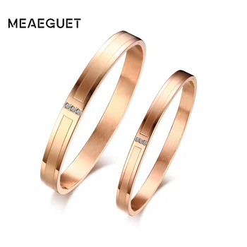 

Engrave Personalized Lover Promise Bangle For Women Men Stainless Steel CZ Couple ID Bracelet Customized Name Date Jewelry
