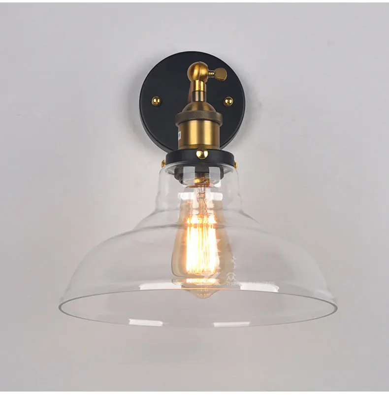 Американский винтажный промышленный прозрачный стеклянный настенный светильник с одной головкой, домашний декор, сделай сам, столовая, E27 лампа, оборудование для краски