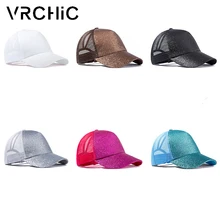 VRCHIC бейсболки женские повседневные Регулируемая бейсбольная шапка блеск кепки в стиле хип-хоп для женщин шляпа летние блестящие сетчатые шляпы