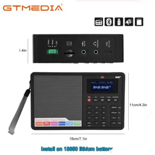 GT MEDIA D1 Radio Bluetooth TF карта цифровая радио запись FM RDS многополосное радио с ЖК-дисплеем будильник GTmedia D1 радио для Великобритании ES DE радио - Цвет: GT MEDIA D1 Radio