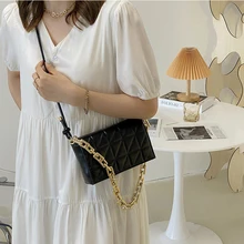 Sac à bandoulière en cuir PU matelassé, sac à épaule et sacs à main de voyage avec chaîne épaisse