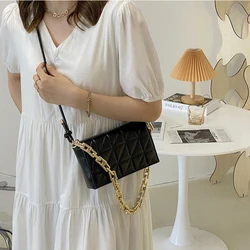 Quilting PU Leather Crossbody Bag Travel Shoulder Bag And Handbags Thick Chain
