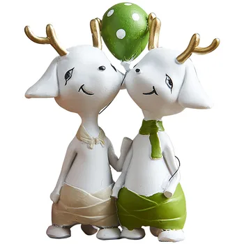 

Creative Deer Miniature Model Resin Figurines Home Decoration Accessories Children Bedroom Display Ornaments Birthday Gifts