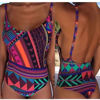 

Women One-Piece Swimsuit Beachwear Afican Dashiki Style Push Up Swimsuits Monokini Bikini Bathing Sexy Women Beachwear