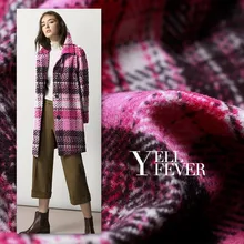 wool soft rose powder plaid yarn woven fabric spring and autumn coat jacket clothing custom fabric new fashion cloth