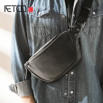 

AETOO Leather trend bag, soft leather small bag, men's one-shoulder bag, head-layer cowhide simple sloping bag