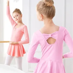 Multi-style Kids Girls Cotton Gym Basic Leotard Ballet Dress Kids Long/Short Sleeve Dance Leotard Tutu Dancewear Ballerina