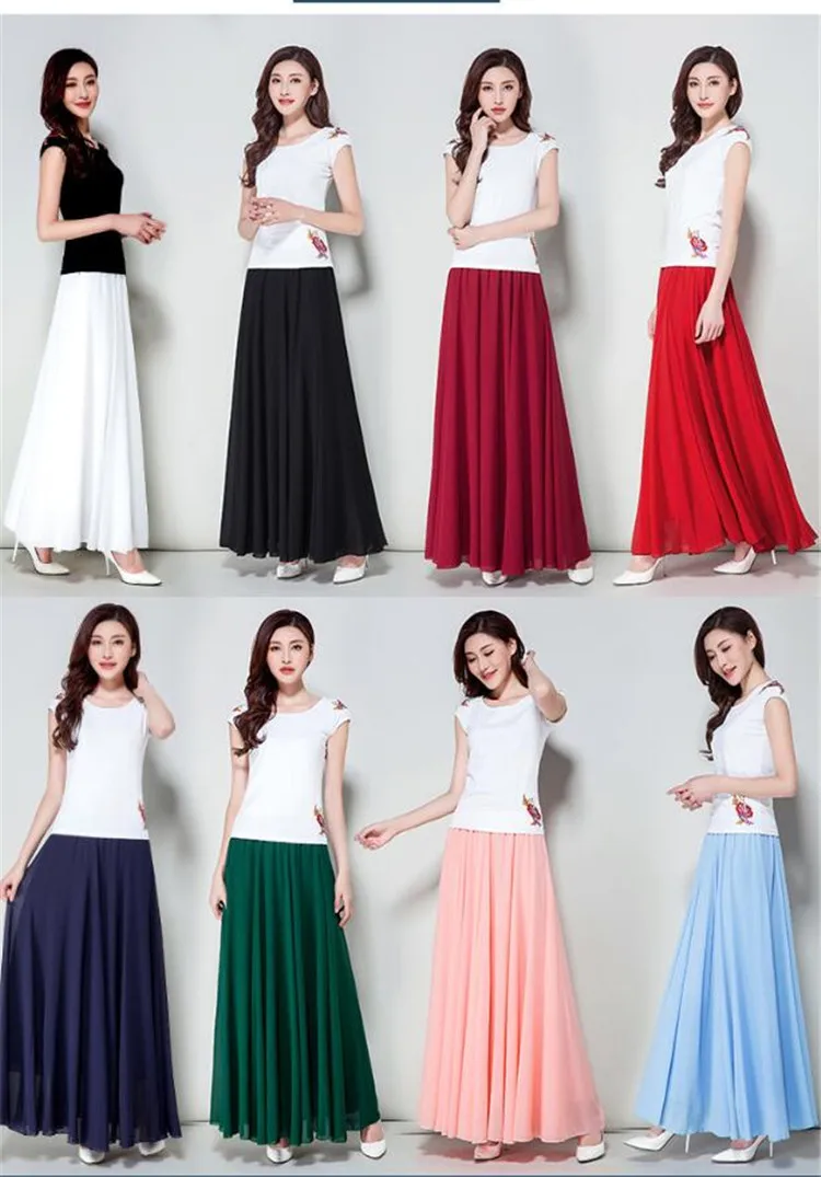 Бренд корейские Демисезонные женские плиссированные гофрированные длинные макси юбки, большие размеры богемные шифоновые юбки 5XL 6XL 7XL осенние юбки