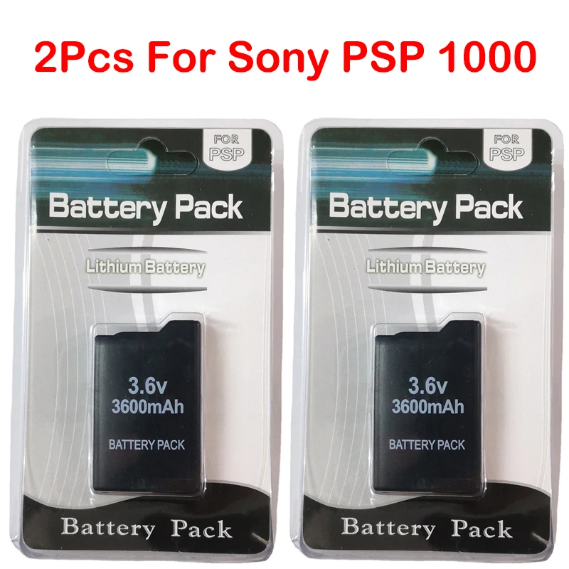 

2pcs 3600mAh 3.6V Rechargeable Lithium Ion Battery Pack for Sony PSP1000 PSP 1000 PSP-110 Console Gamepad Replacement Batteries