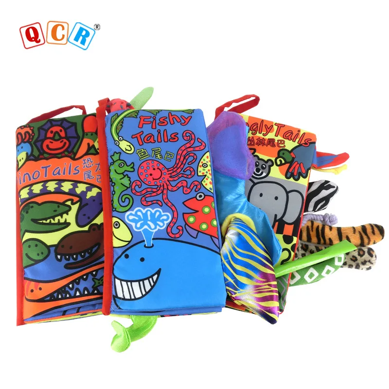 

Torrid Zone Rainforest Animal Tail Cloth Book Tear Rotten Infants Cognitive Early Childhood Educational Book ENLIGHTEN Toy