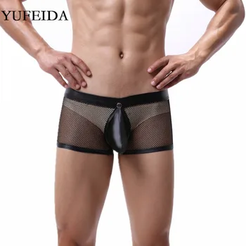 

Mens Underwear Boxers Trunks Sexy Homme Men Underwear Gay Bulge Pouch Panties Mesh Underpants Backless Transparent Boxer Shorts