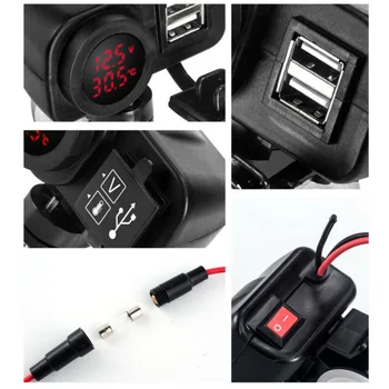 

Devices Charger 2 Socket Red LED 12V Motorcycle USB Charger Thermometer