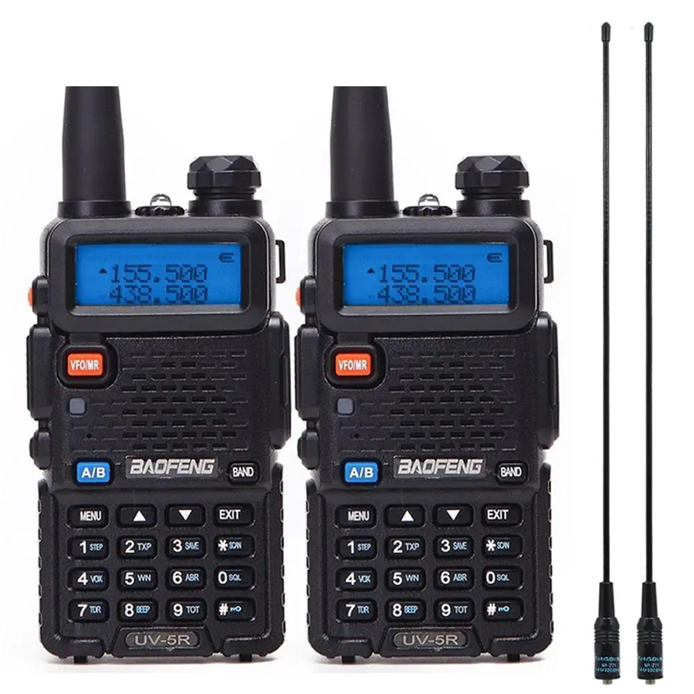2 шт. Baofeng BF-UV5R Любительское радио портативная рация Pofung UV-5R 5 Вт VHF/UHF радио двухдиапазонное двухстороннее радио UV 5r CB радио - Цвет: black add 771antenna