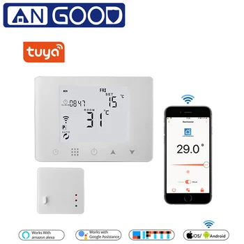 

ANGOOD Wireless WiFi & RF Room Thermostat for Gas Boiler Heating or Water Floor Heating Remote Control Temperature Controller