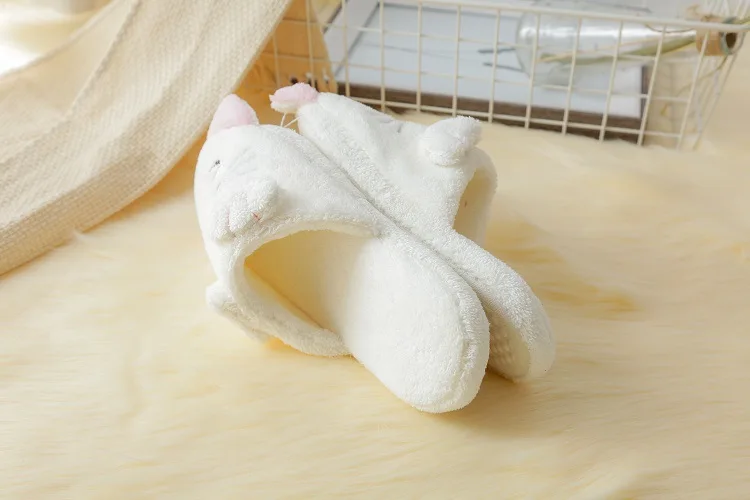 Suihyung/женские плюшевые тапочки; сезон осень-зима; домашняя обувь с белым котом; теплая мягкая женская домашняя обувь из флока; Повседневные