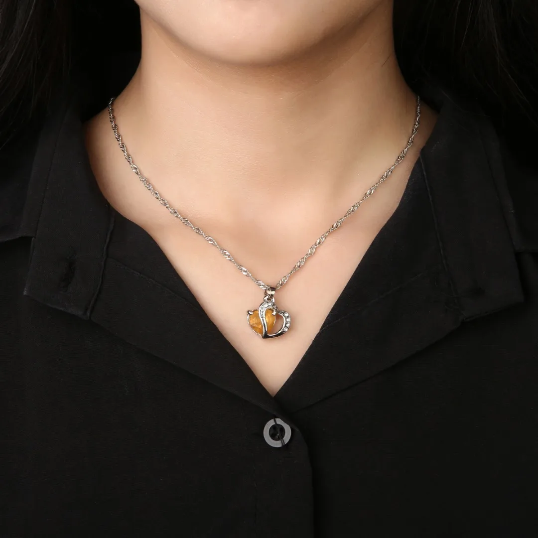 1Pc Vinatge  Heart Love Necklaces & Pendants Shellhard Womens Elegant Rhinestone Long Chain Necklace For Women  Jewelry 7Colors