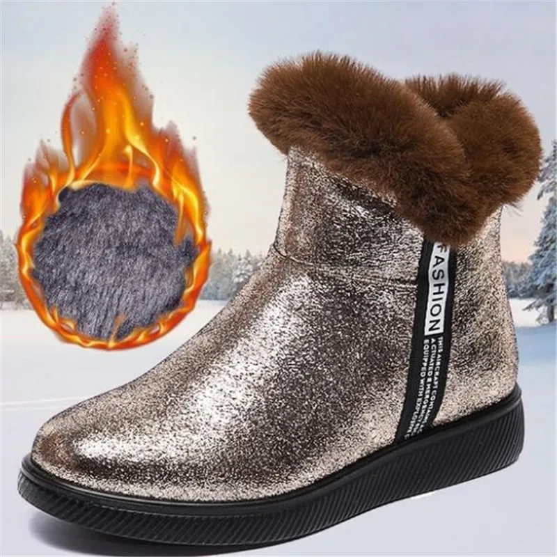 Winter new snow boots women warm thick bottom short boots plus velvet cotton shoes sequins women's shoes ankle boots for women
