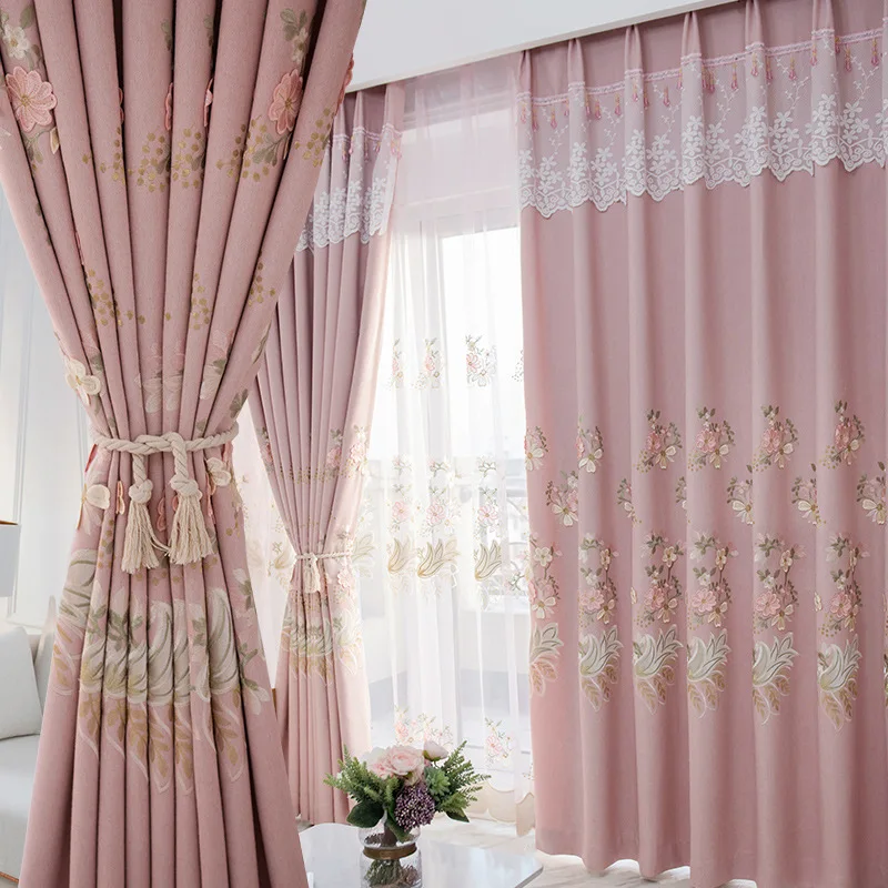 

Curtains Modern Minimalist Embroidery Curtains for Living Room and For Bedroom Curtain Window Screen French Window Curtains