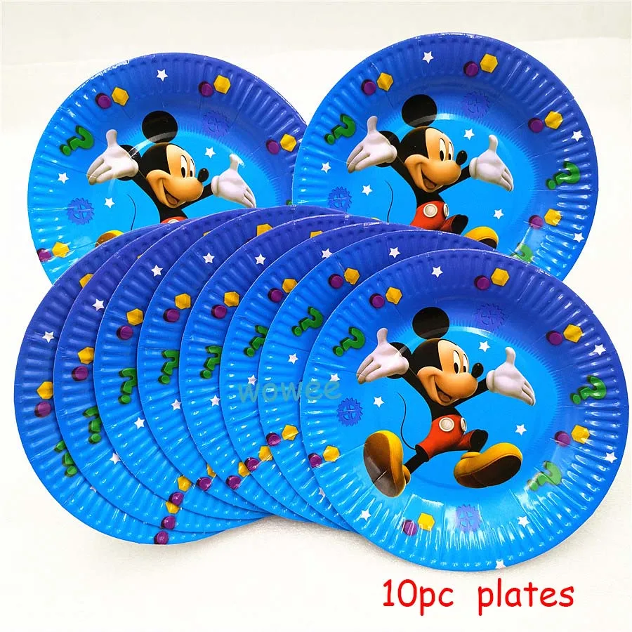 10pcs/set 7inchMICKEY MOUSE PLATES MICKEY DISHES KIDS BIRTHDAY PARTY FAVORS HAPPY SUPPLIES PAPER PLATE | Дом и сад