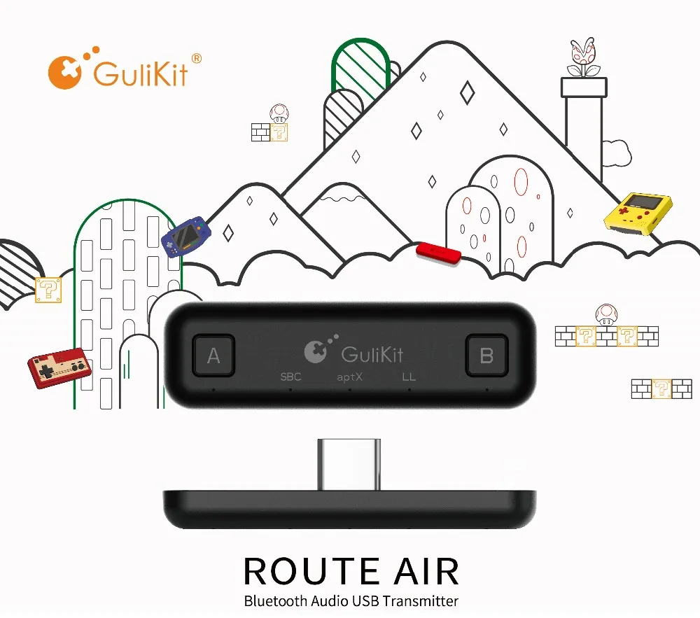GuliKit NS07 тип-c беспроводной Bluetooth аудио USB передатчик адаптер приемопередатчик для nintendo Switch(Lite)/PS4/PC