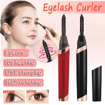 

Mini USB Rechargeable Electric Heated Eyelash Curler 3 gears Temperature Long-Lasting Eyelash Makeup Curler For Beauty Gift
