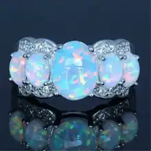 Fashion exaggeration large silver white fire opal women's ring wedding ring engagement women jewelry gifts очаг timothy fire ring 120 см rof120